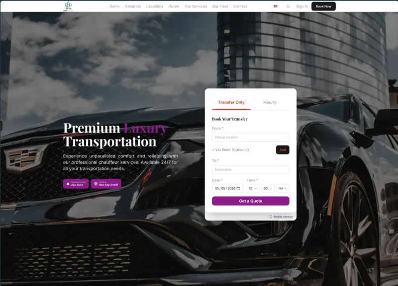 Exaltis online booking portal on an operator's website